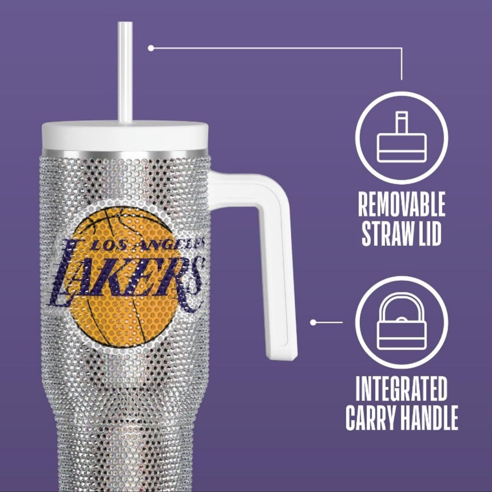NBA Limited Edition 40oz Bling Voyager Stainless Steel Tumbler NWT 30hrs Cold - Picture 5 of 6